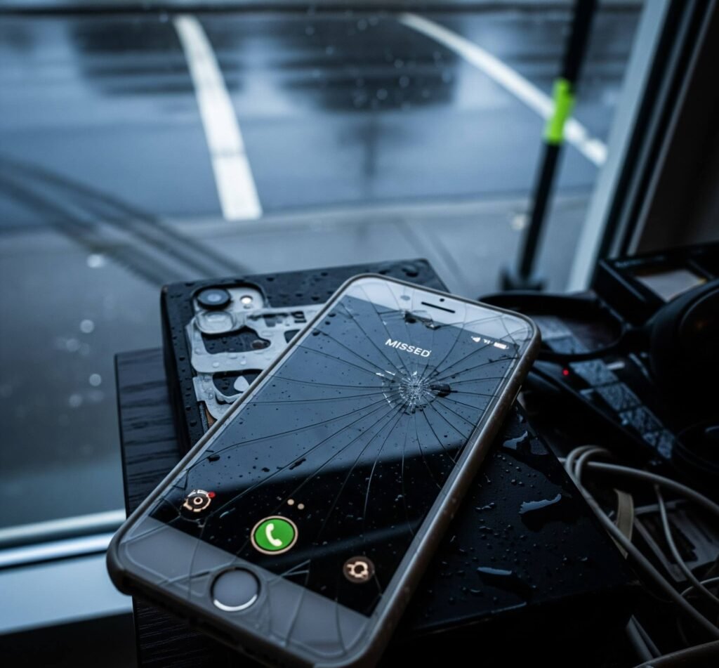 Cracked Phone & Rainy Tacoma: A Puddle Fail