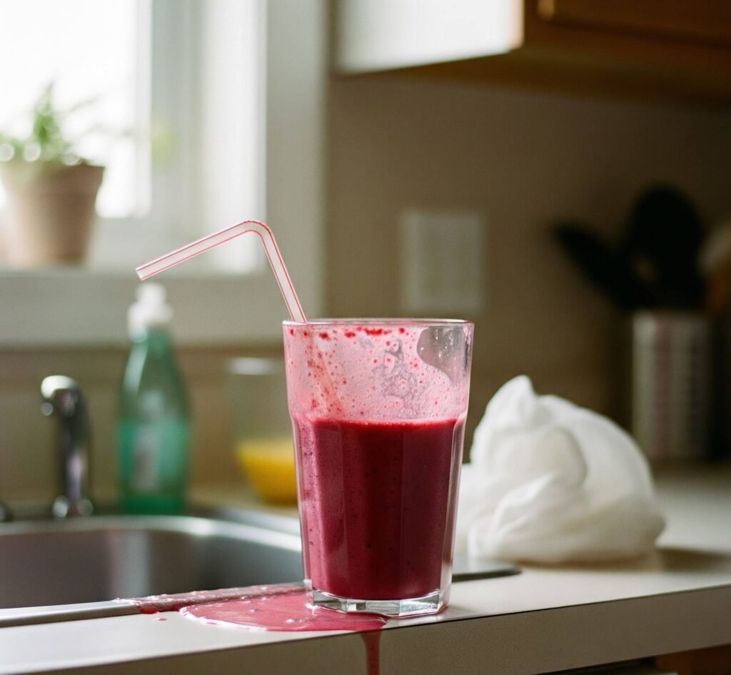 Rushed Morning: Spilled Smoothie Chaos