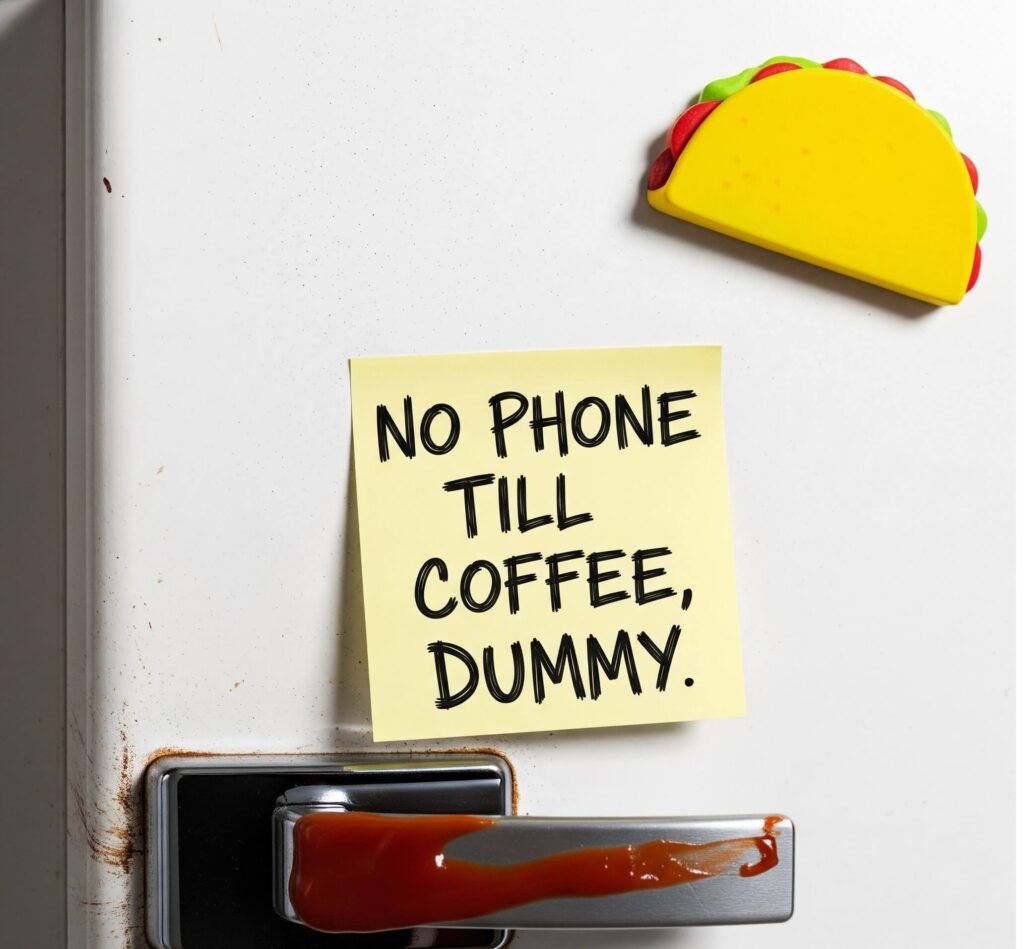 No Phone Till Coffee Fridge Note