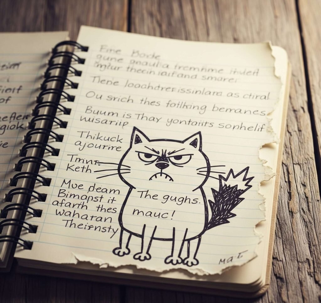 Grumpy Cat Doodle: Messy Notebook, Torn Edge