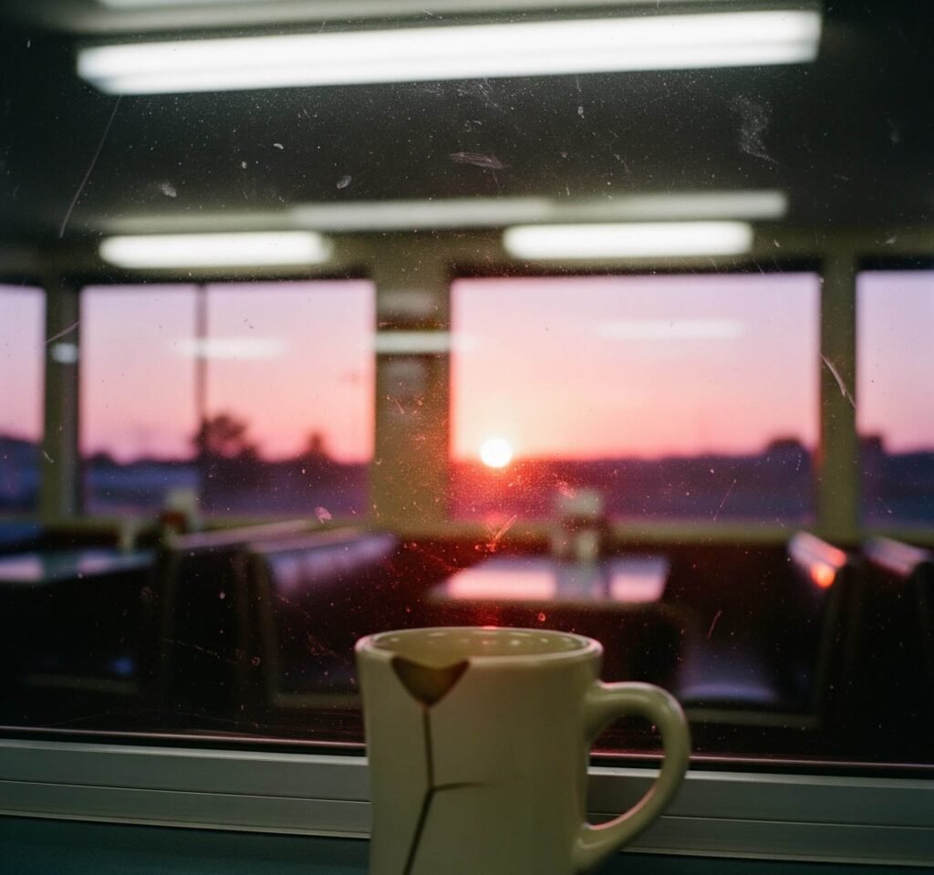 Diner Sunset Reflection: Chipped Mug Wisdom