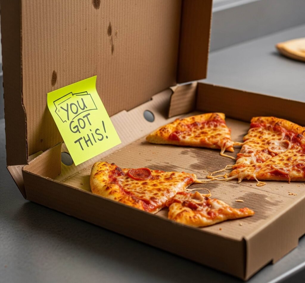 Pizza Box & Post-it: "You Got This"