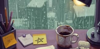 9 Powerful Self Growth Activities You Can Do at Home Impressionistic painting of a cluttered desk in a Seattle apartment.