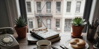 How to Create a Personal Development Plan You’ll Actually Stick To Cluttered desk, coffee rings, "Brooklyn Master Plan.