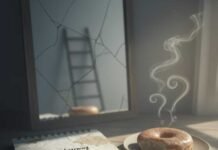 The 7 Success Principles That Changed My Life Crumpled notebook with coffee stains and donut.